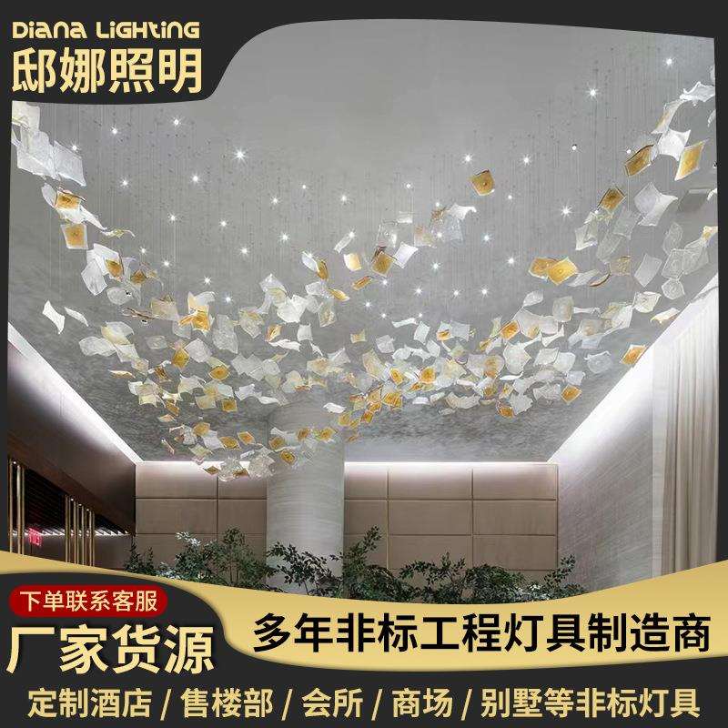 现代意式轻奢灯饰别墅中空客餐厅楼梯华丽花枝水晶蝴蝶吊灯
