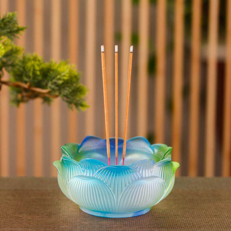 古法琉璃莲花香炉莲花佛具用品薰香炉环香线 线香炉檀香炉香道香