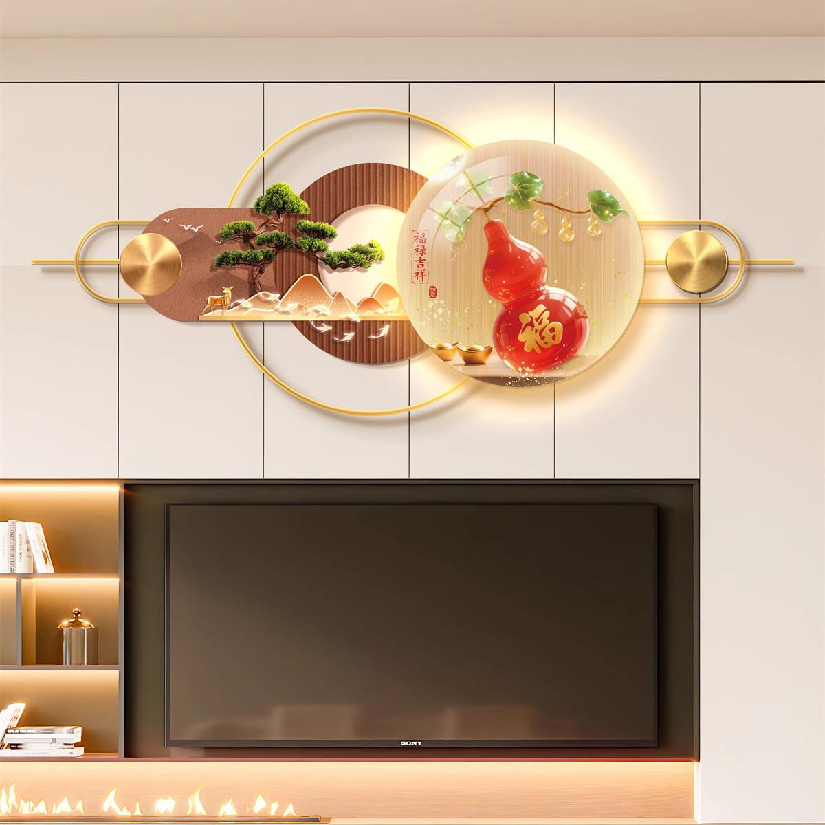电视背景墙墙立体壁画装饰画沙发挂画轻奢高级壁画新中式寓意好