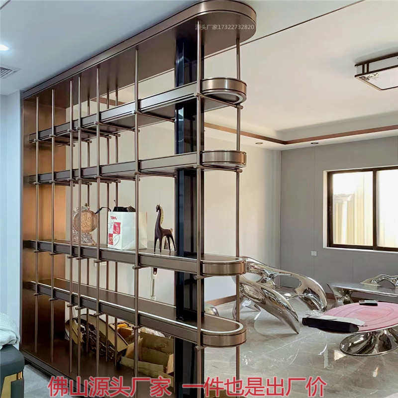 定制不锈钢发光背板展示柜别墅酒窖金属酒柜层板架电视卫生间壁龛