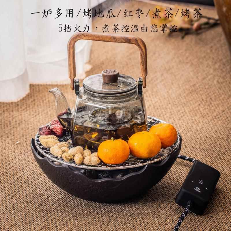 围炉煮茶家用室内取暖烤茶插电式电陶炉煮茶器煮茶炉玻璃茶壶套装