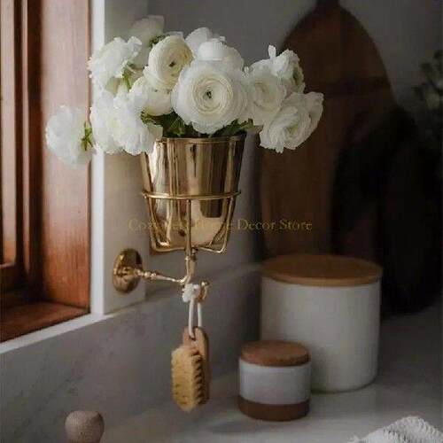 92MF Elegant Wall Vessel Vintage Metal Container Vase for
