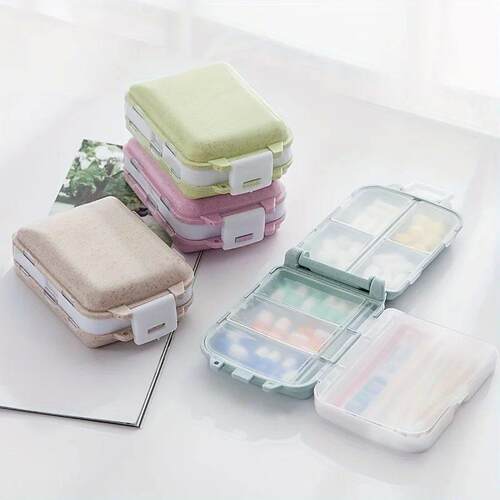 1pc Portable Medicine Box, Folding 8-grid Medicine Box Porta
