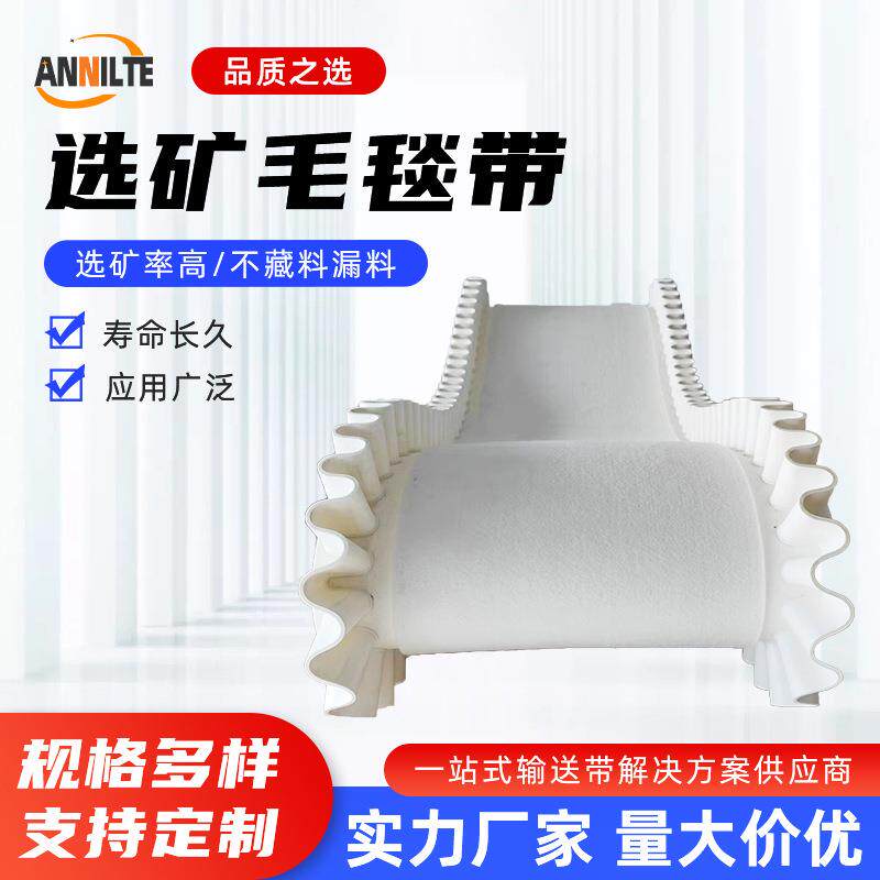 矿选毛毯机输送带 灰色白色毛毡传送带 无缝耐高温毛毡输送带厂家