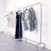 店拉丝银童装 中岛挂衣杆女装 带轮陈列架 店展示架不锈钢落地式 服装