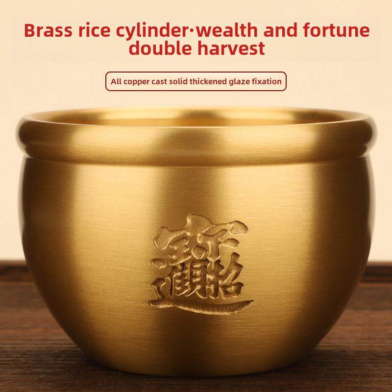 纯铜聚宝盆小全黄铜碗缸金色招财聚财风水摆件家里办公室工艺制品