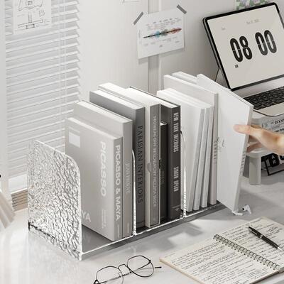 Desktop Organizer Transparent Bookends Desk Acrylic Document