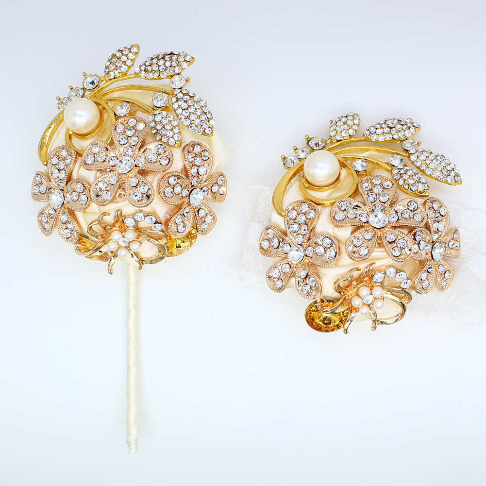 金色满钻胸花手腕花 满钻胸花 伴娘姐妹手花婚礼新娘新郎 0888G,家居饰品,仿真花/假花,淘宝优惠券,粉丝福利购,淘宝优惠卷