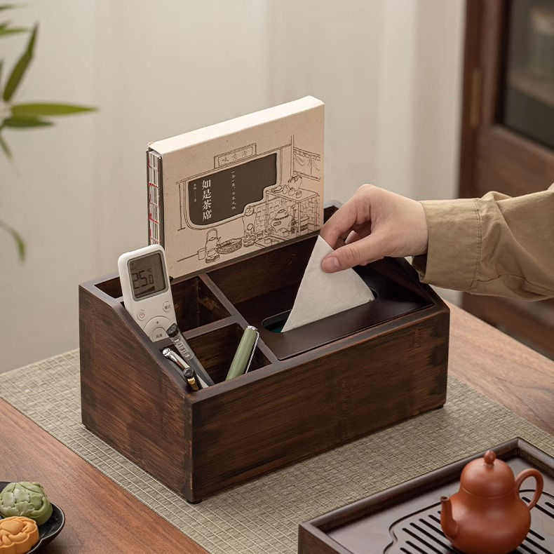 简约中式家用创意纸巾盒客厅餐厅桌面多功能遥控器轻奢收纳盒,家居饰品,装饰纸巾盒,淘宝优惠券,粉丝福利购,淘宝优惠卷