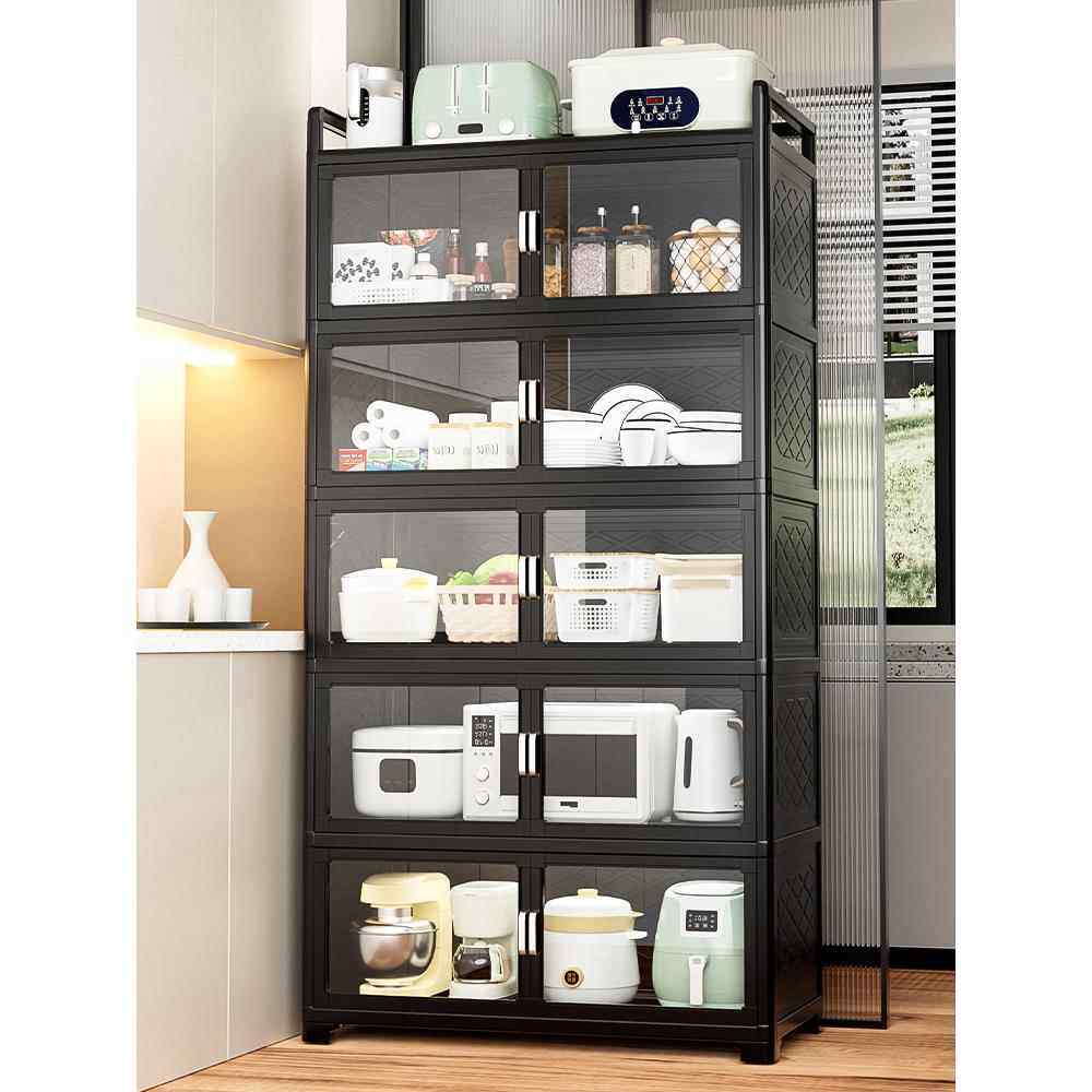 橱柜储物柜多功能柜储物架厨房防尘多层碟铝合金储物柜杂项柜