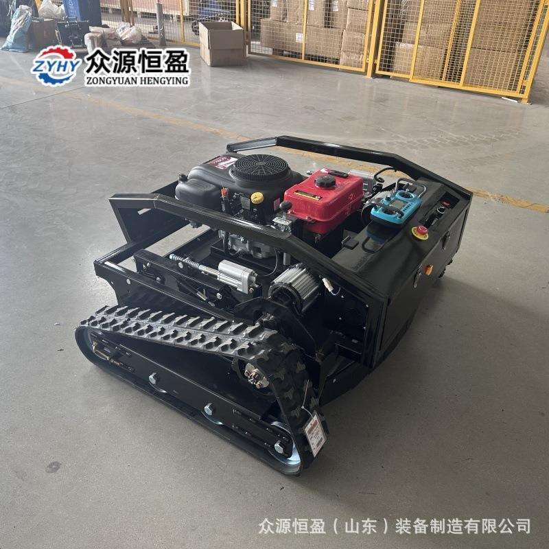 履带割草机市政绿化草坪园林碎草机 黑狮1000自动智能遥控锄草机