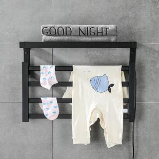 黑色电热挂毛巾免打孔壁式 智能触屏烘置物架326架卫生间浴干室毛