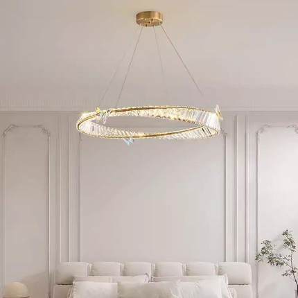 晶吊灯轻气奢法客式厅534现水代简约大圆环灯饰餐厅灯卧室主灯具