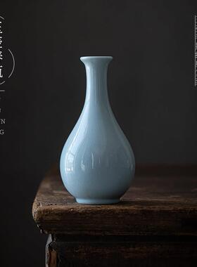 汝山明玉壶春花瓶汝窑插花陶瓷花瓶摆件客厅插花汝瓷花瓶高级感