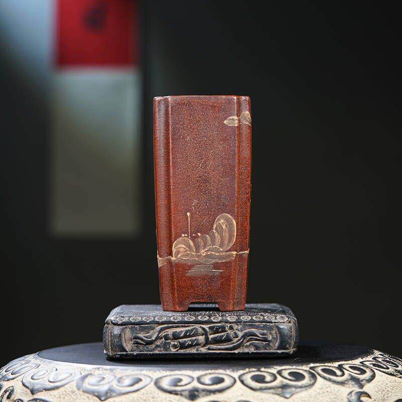 紫砂花盆四方盆景盆植物歪桩盆铁画轩精品彷古民国回流精品老物件