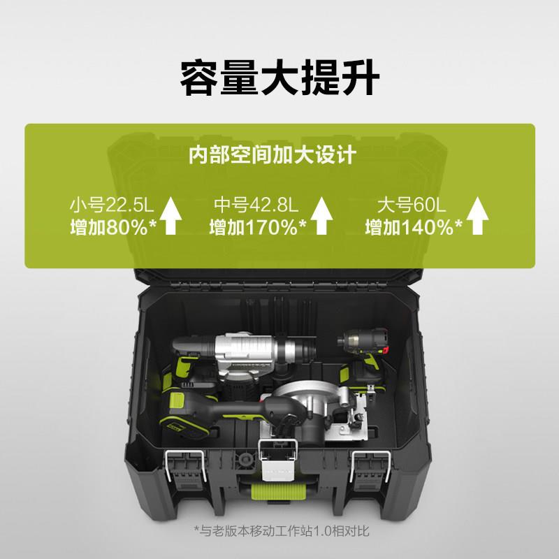威克士工具箱拉杆层箱可式多功堆叠箱叠大容能量五携金工具收纳盒