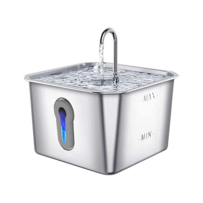 宠物销喂自动水循环不锈钢新款猫咪水器亚热饮方形饮水机水器