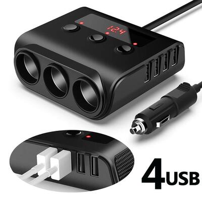 120W Cigarette Lighter Adapter QUI CHARGE 3.0 12V/24V 3-Sock