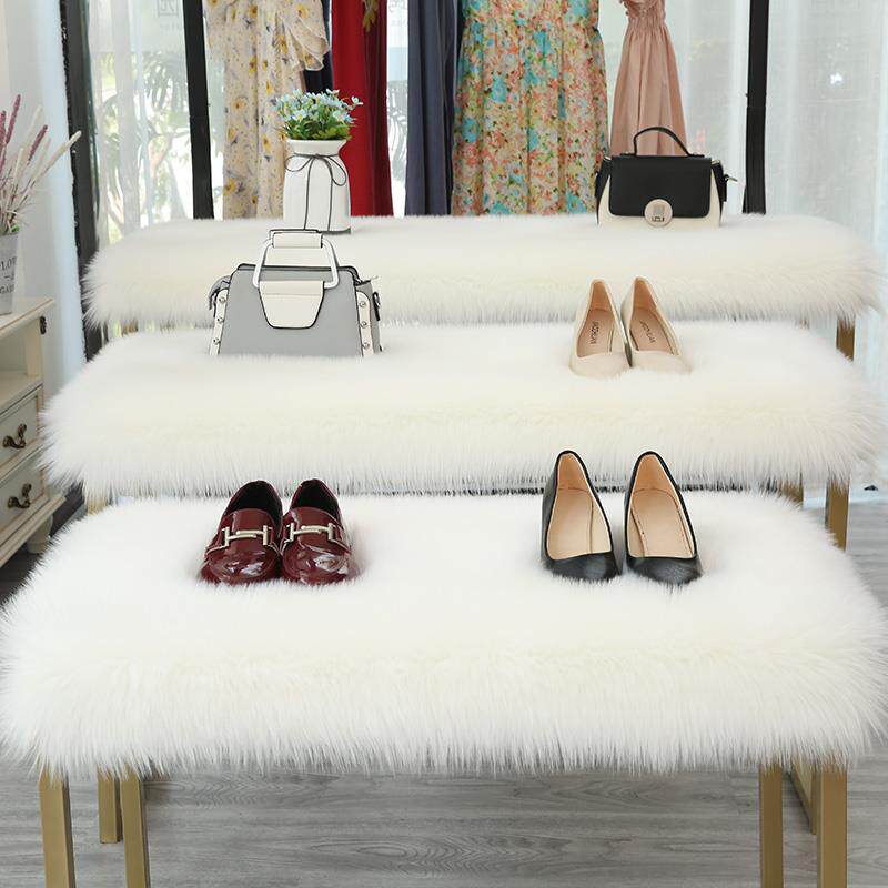 长毛绒白色橱窗装饰地毯服装店柜展台毛毛垫子流水台桌面布彷羊毛