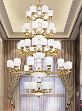 新空中式锌合24910金吊复式楼客厅中空大吊灯别墅厅楼中大楼挑跃