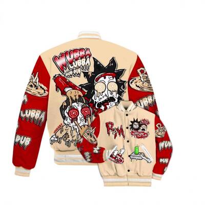 Black Wolf Grey 12s Match Varsity Jacket Wubba Rick Drip