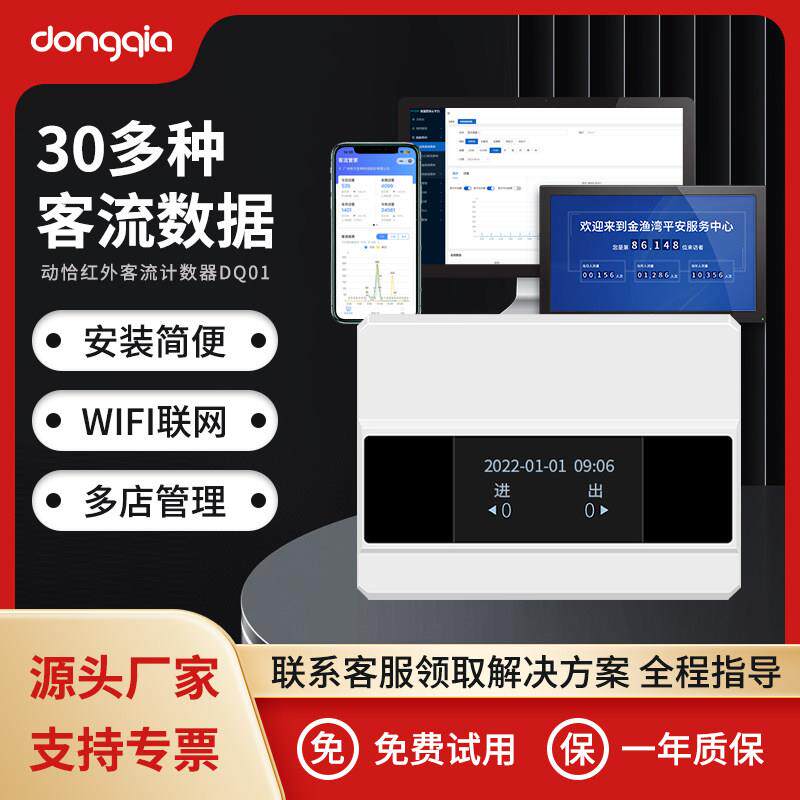 免布线 线丨动恰4G版智能红外客流量计数器人流量人数统计器门店