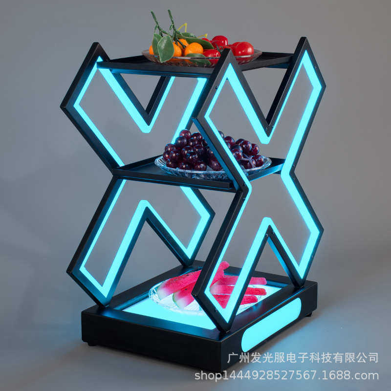 三层led架盘果盘发光铁水果果盘蛋蛋酒吧小食aktv发光黑桃艺心形