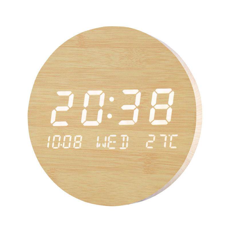 新款直销LED夜光墙面数字圆形挂钟 创意客厅家用日历时钟表电子座
