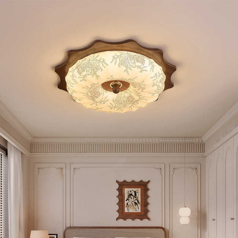 卧室灯吸顶灯中古法式复古创意客厅灯日式花形布艺护眼主卧房间灯,家装灯饰光源,智能吸顶灯,淘宝优惠券,粉丝福利购,淘宝优惠卷