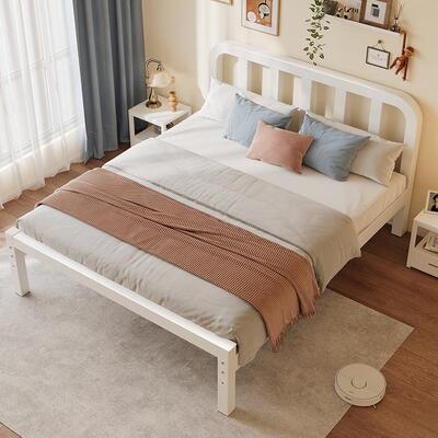 房QHY-tm加厚加床固人铁1单米2出租用1.5m实木床R*铁艺床双人床现