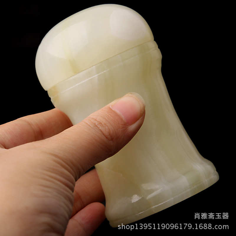 阿富汗缠丝玉牙签筒 家居摆设玉雕工艺品玉石牙签盒桌面摆件
