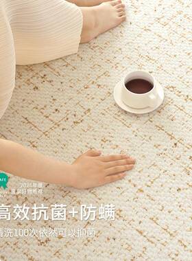 毯厅新款卧室奶油地Sbsr1307风纯色防客耐脏免打理地垫免洗可擦沙