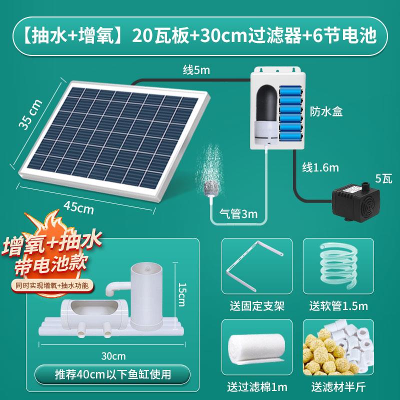 太阳能鱼缸过滤器循环水泵假山流水摆件喷泉大流量直流蓄电池光伏