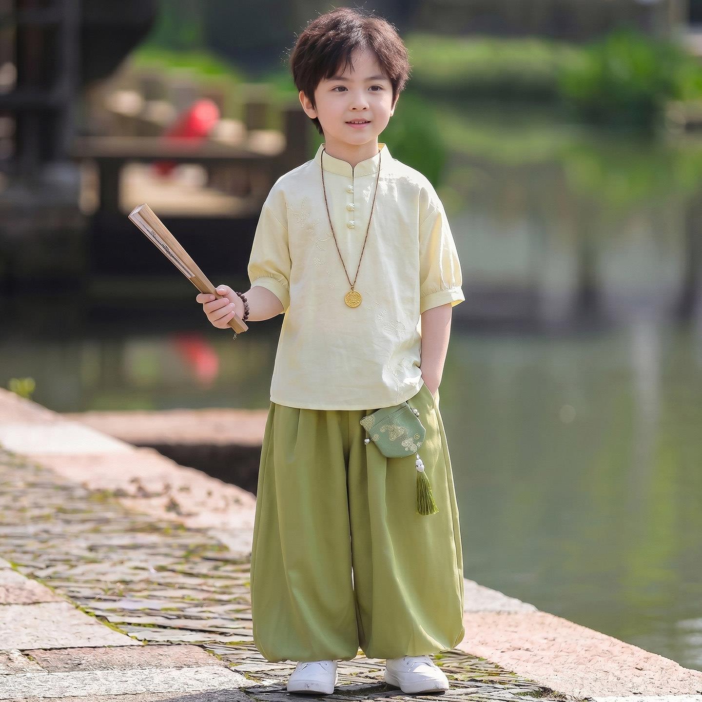 儿童套装男童夏装中国风套装2026新款夏季新中式唐装男孩短袖汉服