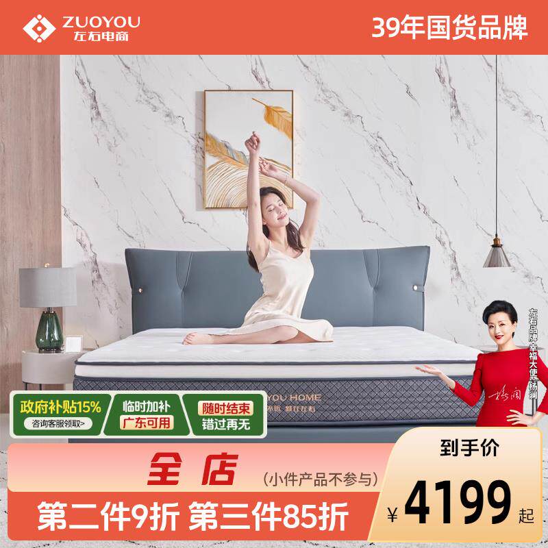 左右床垫席梦思家用弹簧软垫护腰脊厚记忆棉双人互不打扰DZM6012