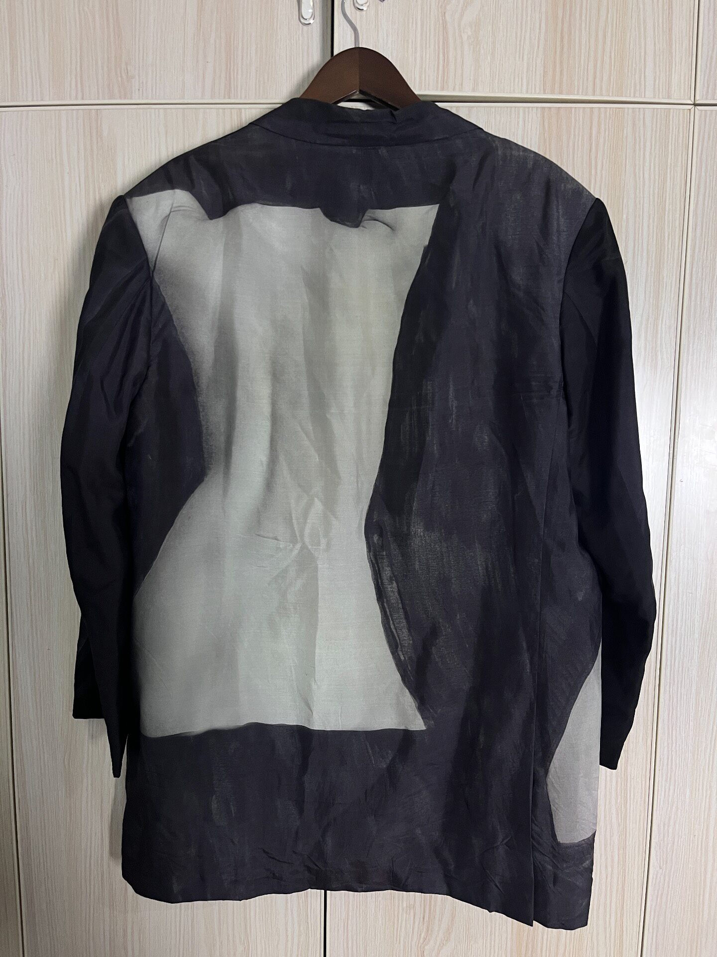 Yohji Yamamoto Nude Print Black Blazer — front