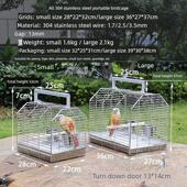 不锈钢鸟笼304鹦鹉笼水平线背包笼黑色凤凰牡丹专用外卖户外背包