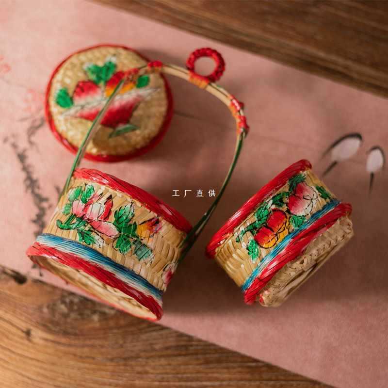 迷你手绘春茶席家居摆DCB件篮竹手工竹编篮子花盛篮潮传统竹州艺