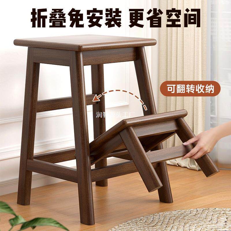实木折高叠梯凳家用梯两凳用吧台登RZMCMCKR取物置子物爬高多功能