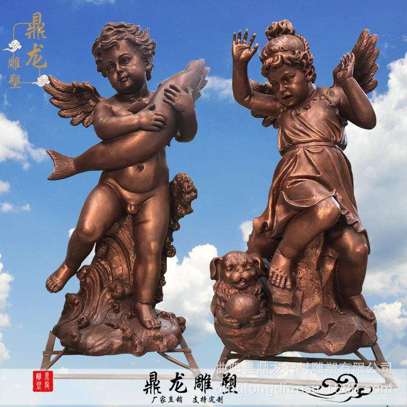欧式玻璃钢天使雕塑艺术品客厅户外落地摆设仿真人物花园庭院