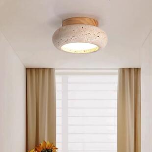 日式 侘寂风黄洞石LED吸顶灯北欧中古民宿房间灯玄关走廊过道灯具