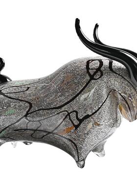 酒店家居样板间桌面新中式琉璃动物招财牛摆件书柜牛运亨通装饰品