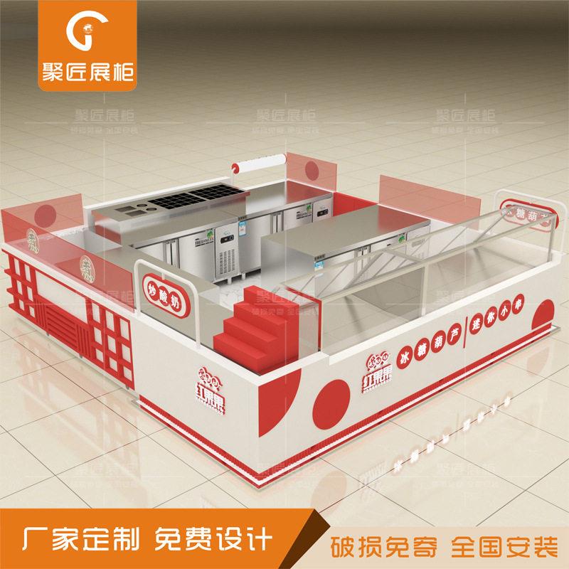 商场红果果炒酸奶糖葫芦展示柜饭团展示架中岛柜定做框架围挡设计