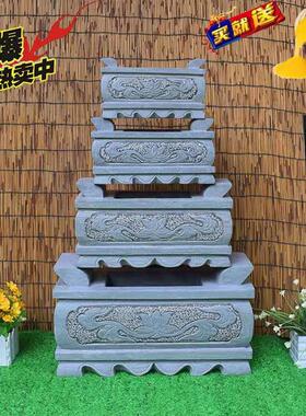 天然石香炉石材石雕汉白玉大理青石墓地祭祀供奉花瓶狮子室外家用