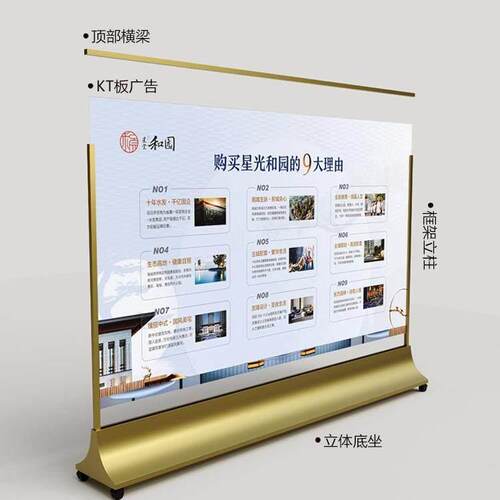 不锈钢展板商场立牌展架宣传广告牌丽屏双面KT板展架海报架