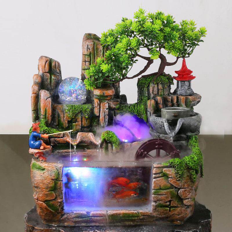 鱼缸造景客厅迷你小型自循环流水瀑布带氧气桌面创意家用招财鱼缸