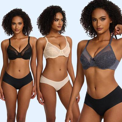 Floral Lace Underwire Unlined Unpadded Coverage Bra Washable