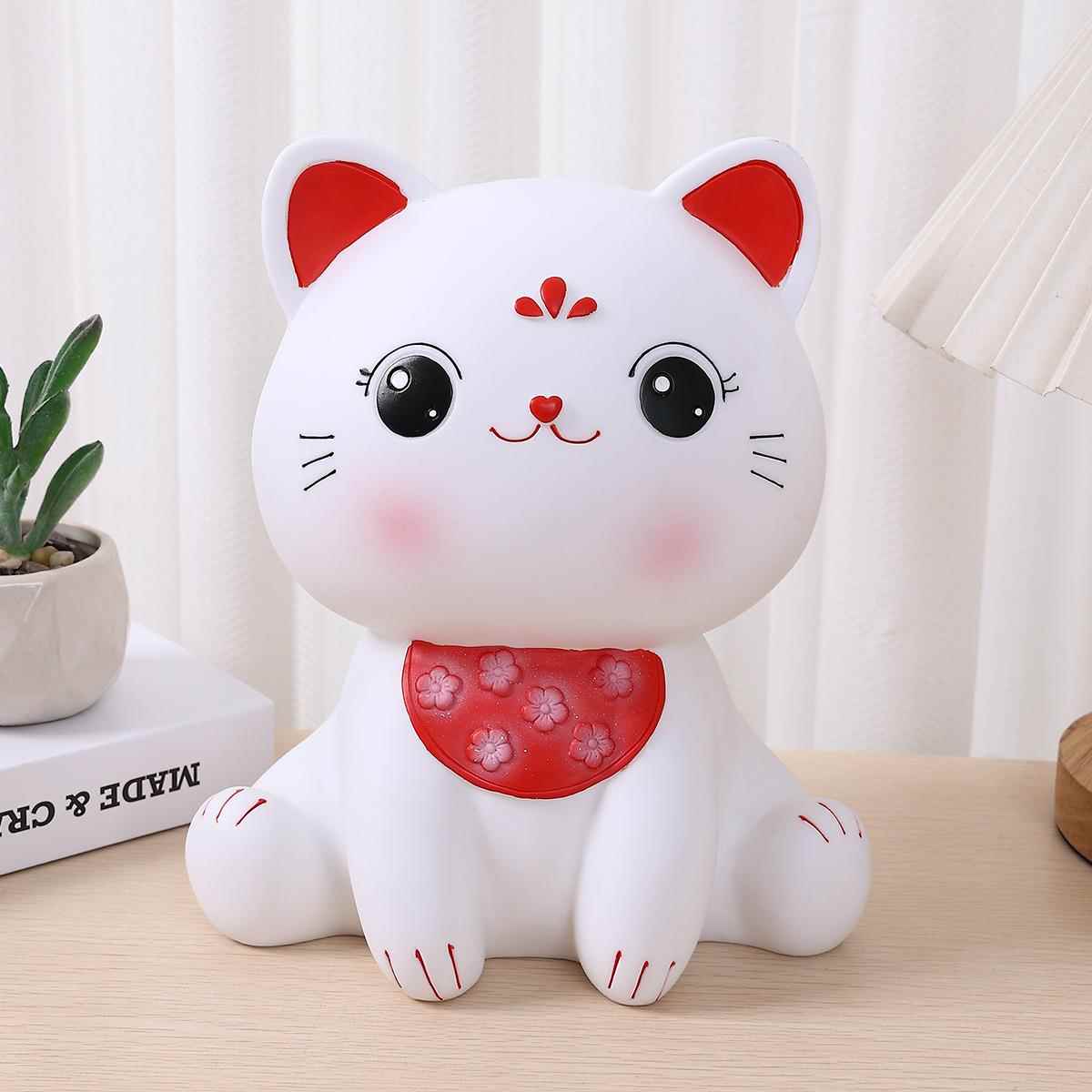 跨境热卖新款卡通小猫存钱罐大容量储蓄罐搪胶储钱罐创意家居摆件