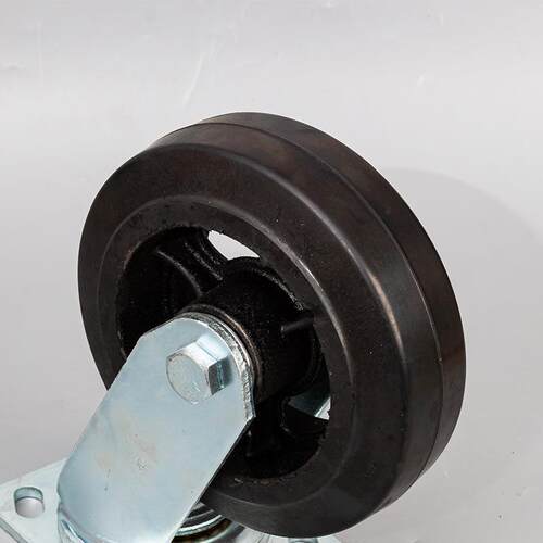 重胶型双轴铁芯橡脚轮耐高温防向噪弹力橡胶轮4-8寸万音双轴铁芯