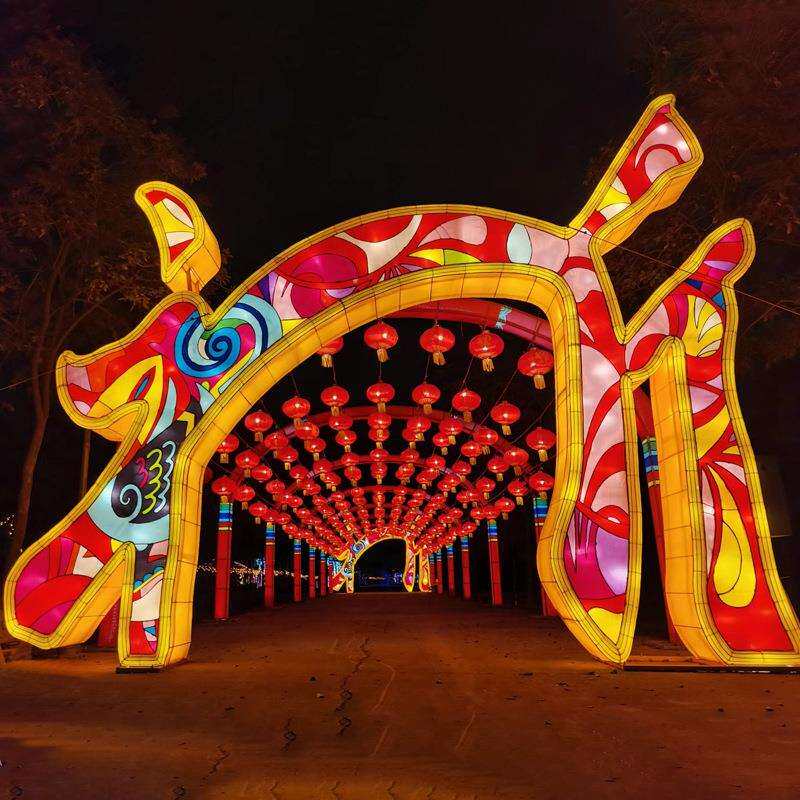 大型花灯长廊 新年户外灯会灯展2025年春节拱门造型主题亮化彩灯